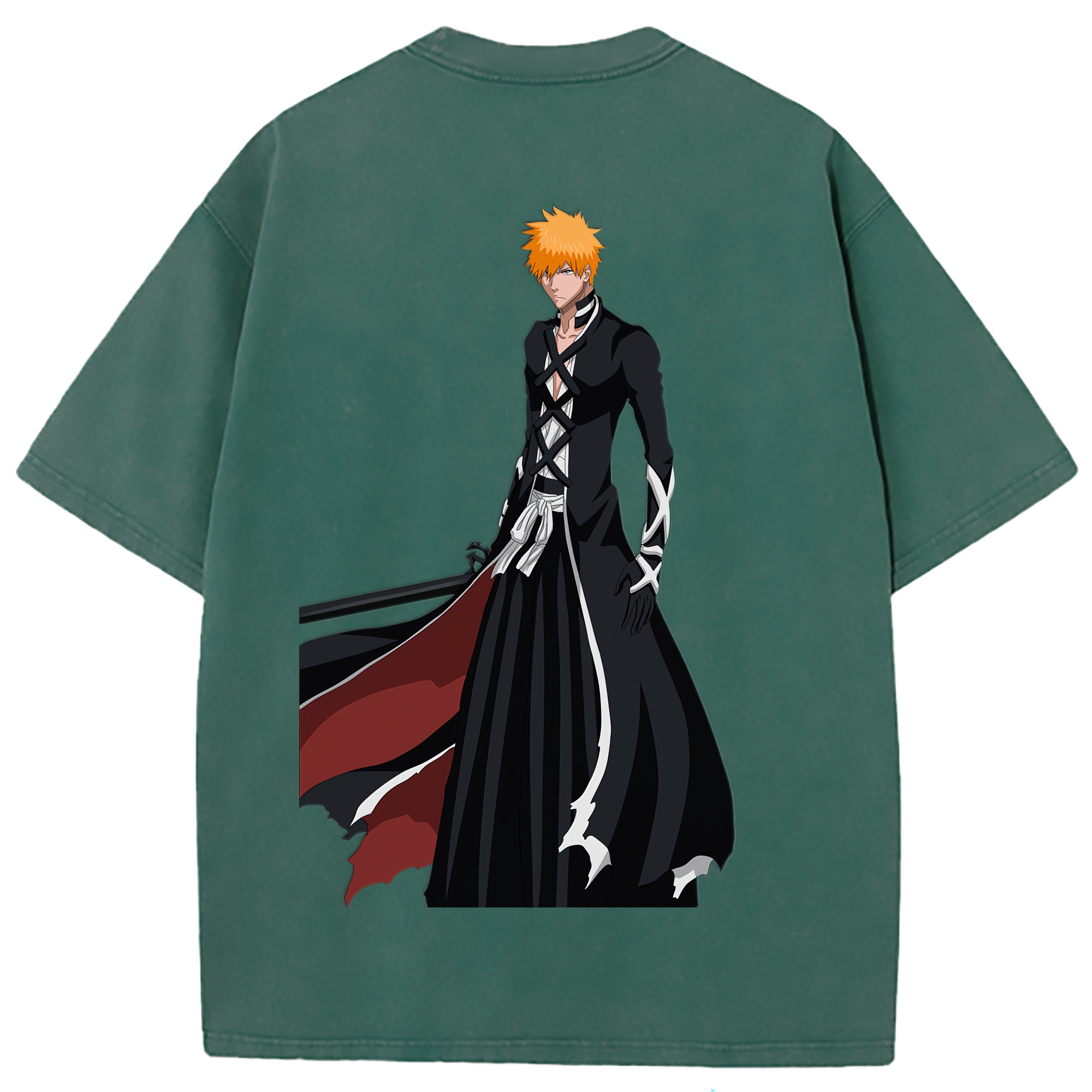 （画像用） ブリーチ 黒崎一護（くろさき いちご）BLEACH Kurosaki Ichigo 綿100% ヴィンテージ風 半袖Tシャツ（背面プリント）